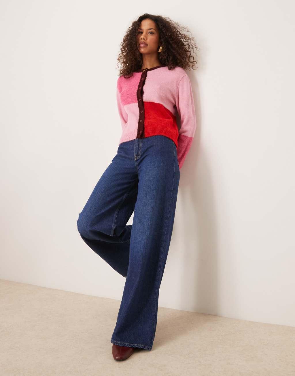 ASOS DESIGN color block boxy fit cardigan Product Image