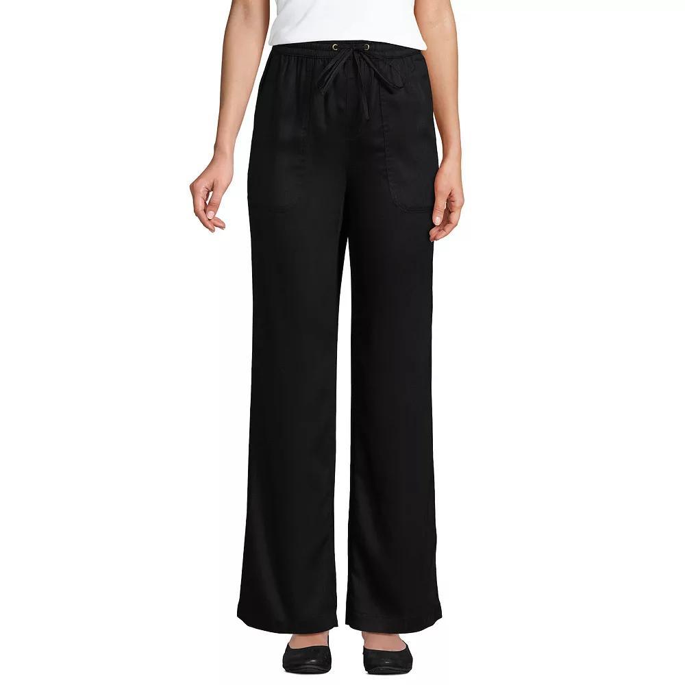 Women's Lands' End Tencel High-Rise Wide Leg Pants, Size: 12, Black Product Image