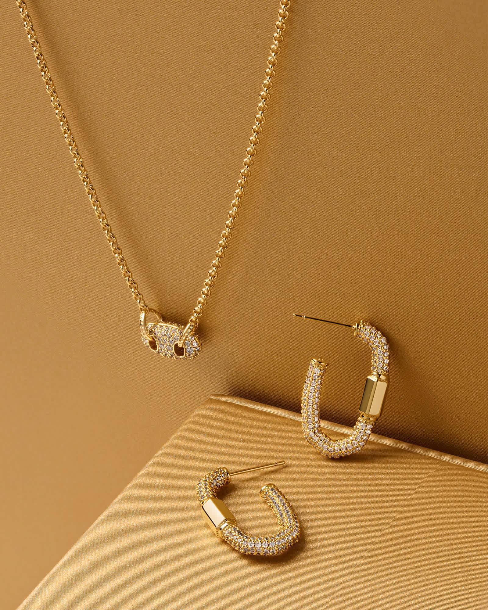Emery Gold Hoop Earrings in White CZ Product Image