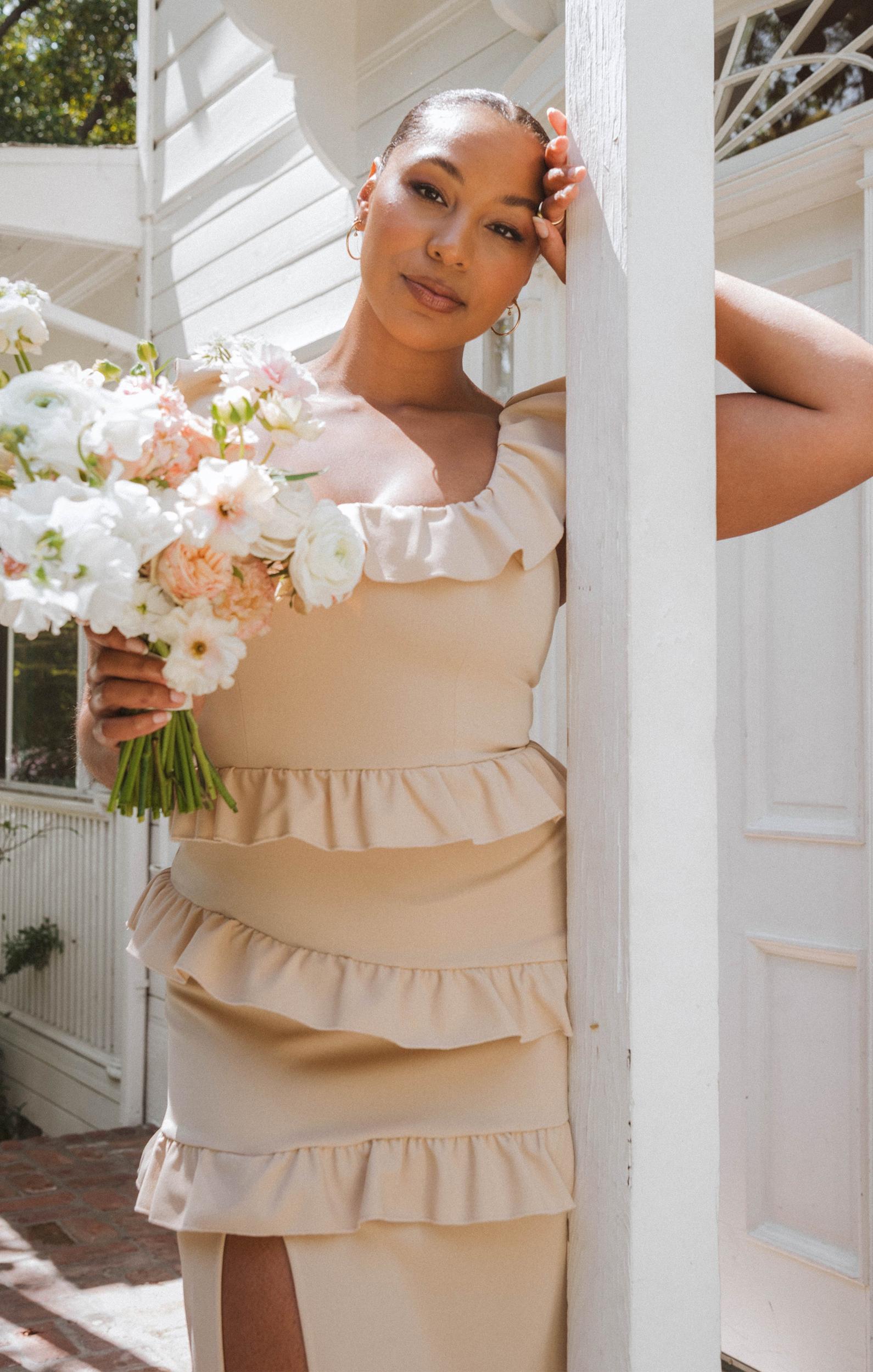 Greta Dress ~ Champagne Stretch Product Image