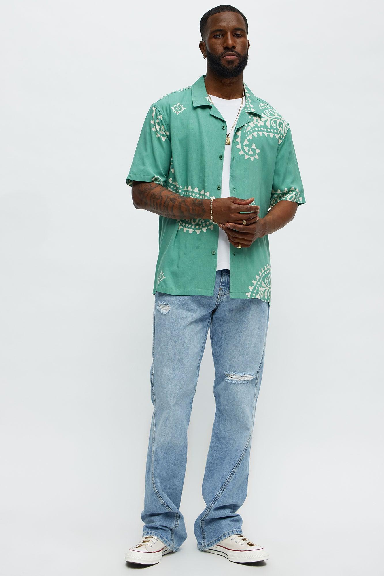 Paisley Rayon Shirt - Sage Product Image