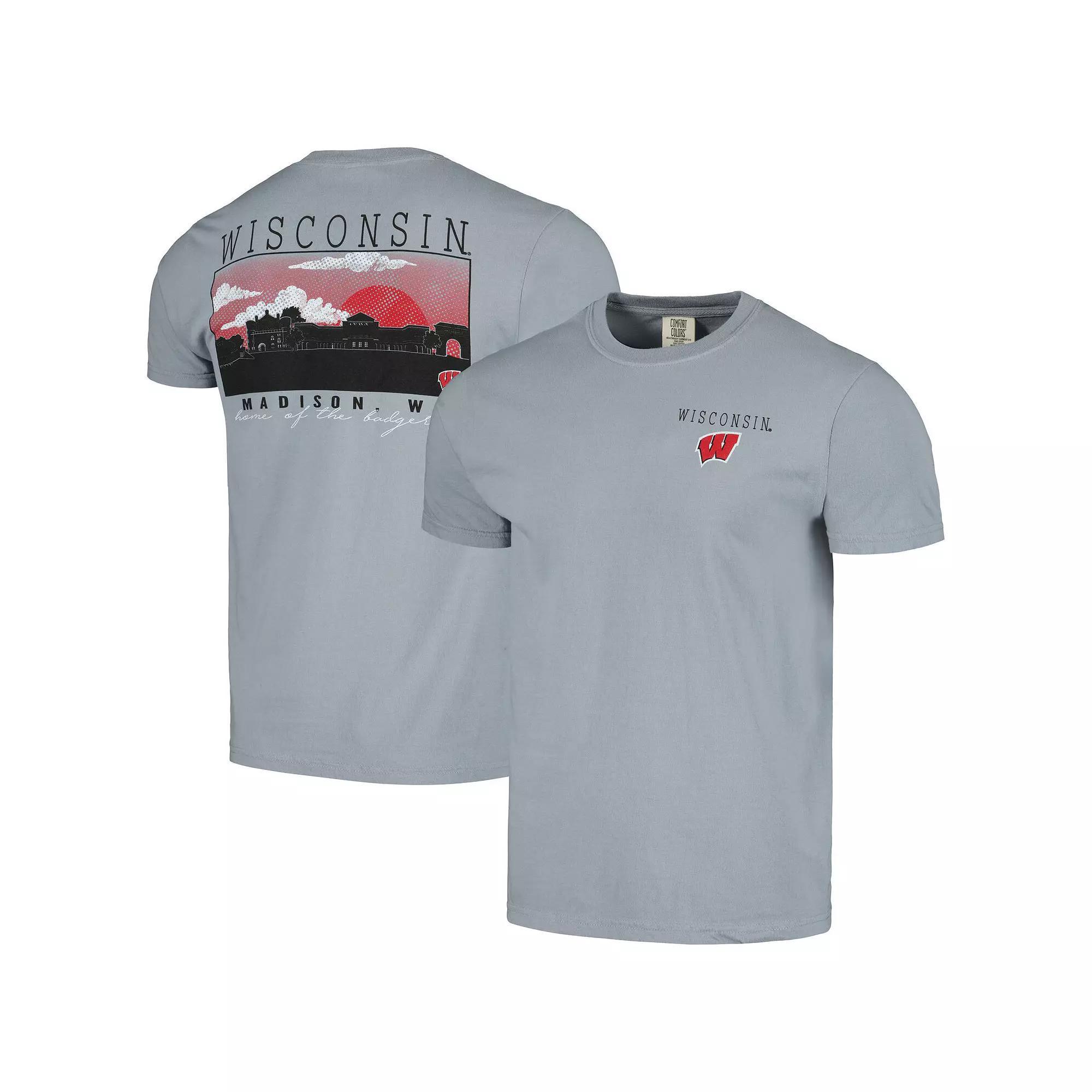 Men's Gray Wisconsin Badgers Campus Scene Comfort Colors T-Shirt, Size: XL, Grey Product Image