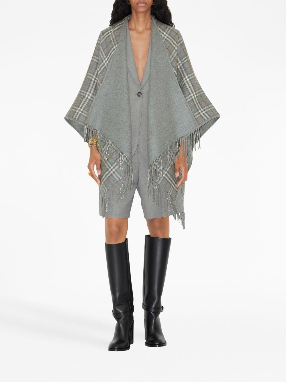 check-print reversible wool cape Product Image