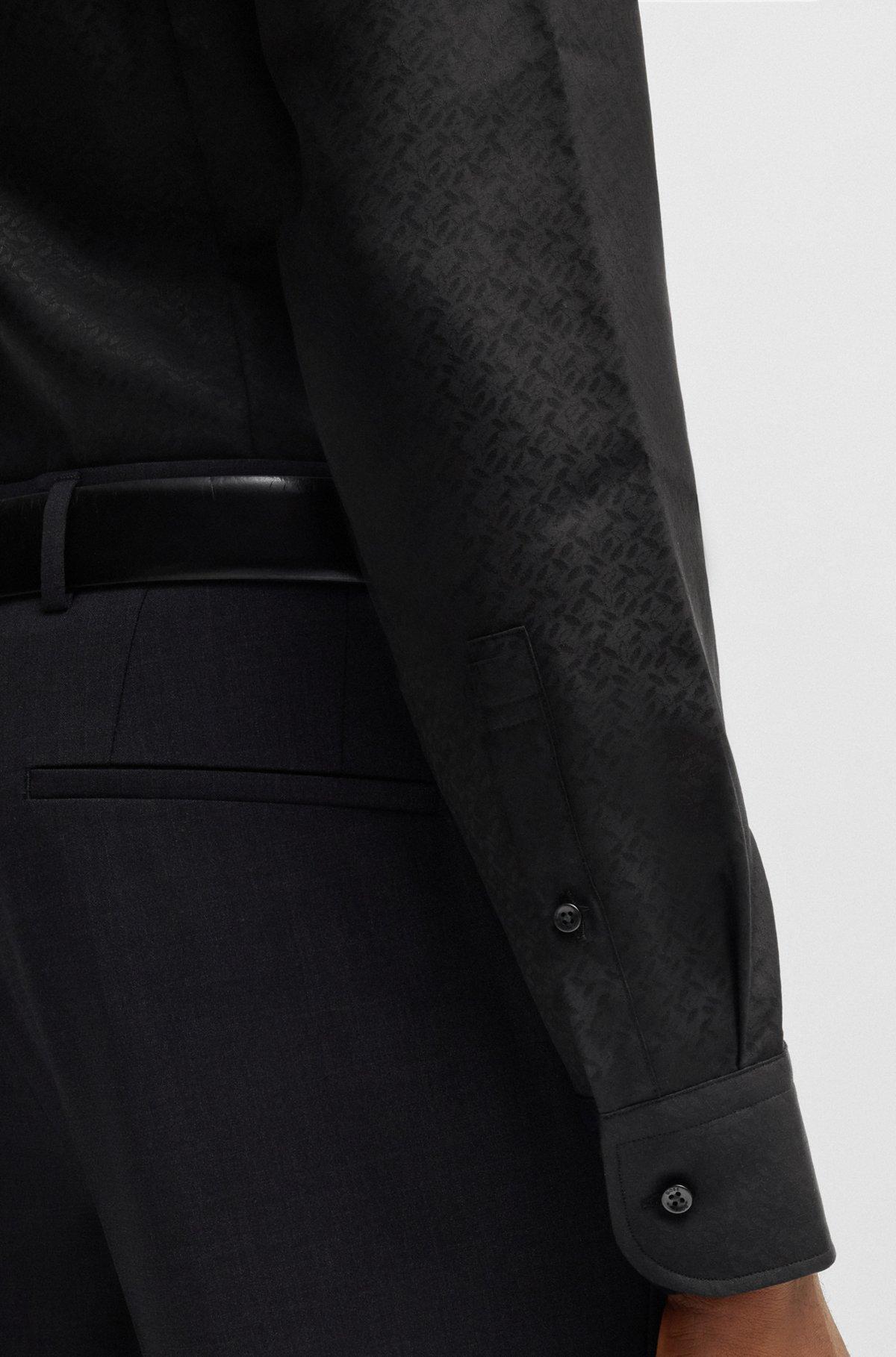 Slim-fit shirt with leaf jacquard Product Image