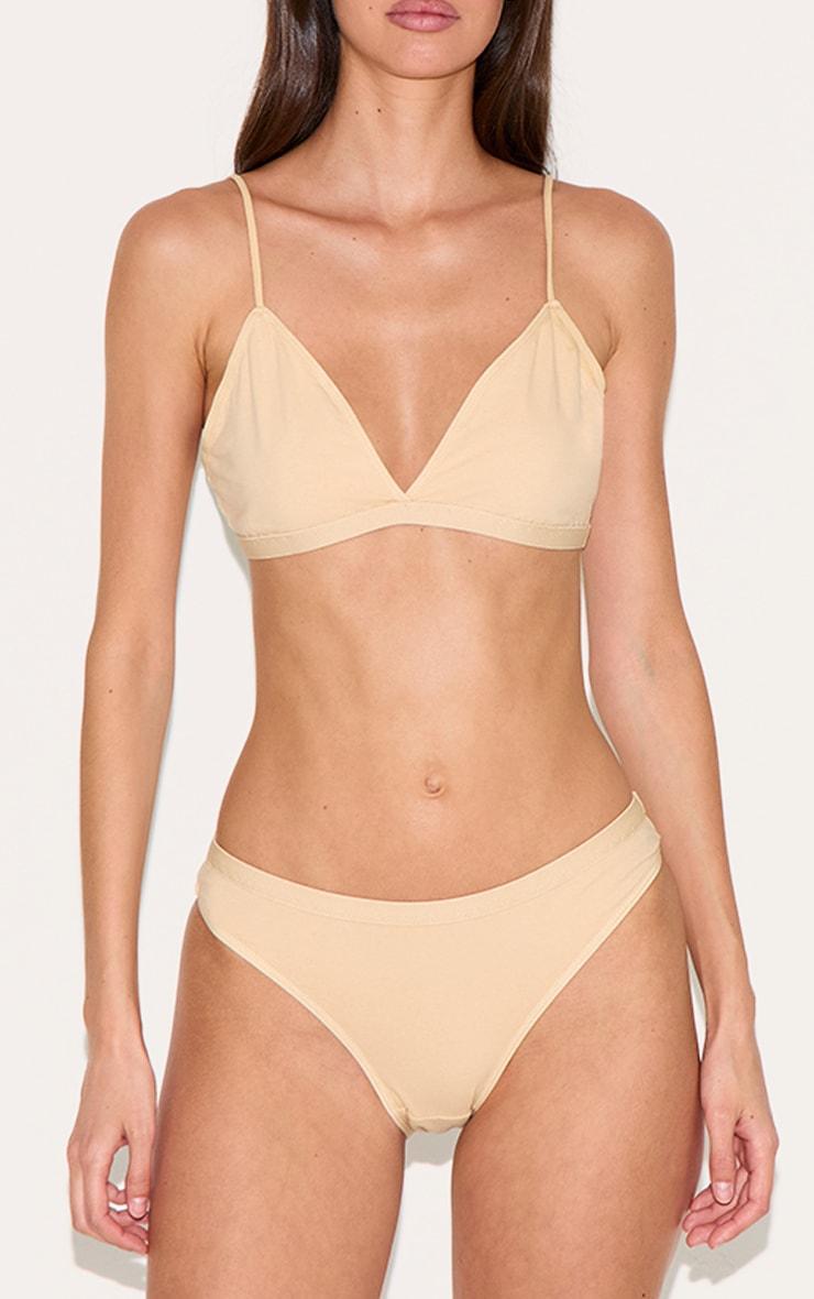 Nude Jersey Triangle Bralette And Thong Lingerie Set Product Image