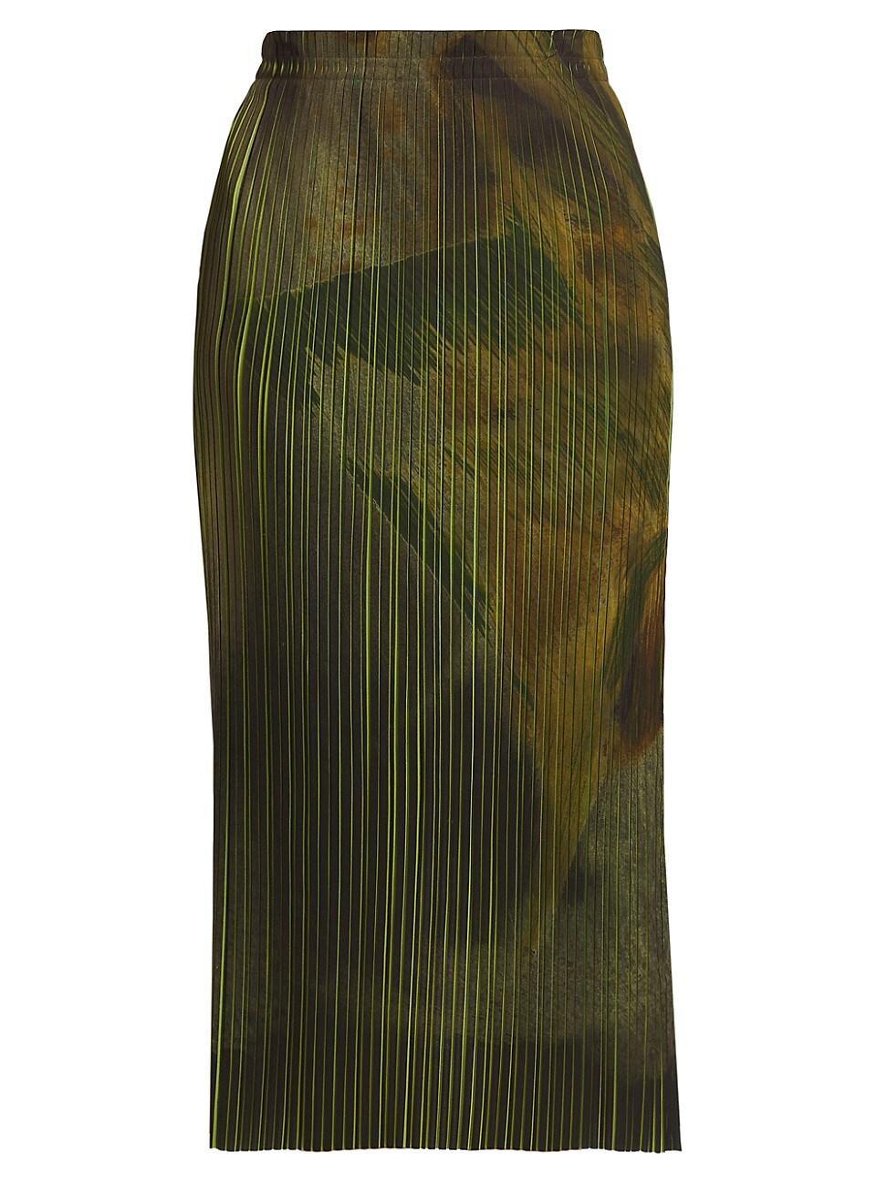 Womens Brushstroke Pleated Pencil Skirt Product Image
