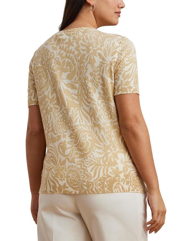 Print Cotton-blend Short-sleeve Sweater Product Image