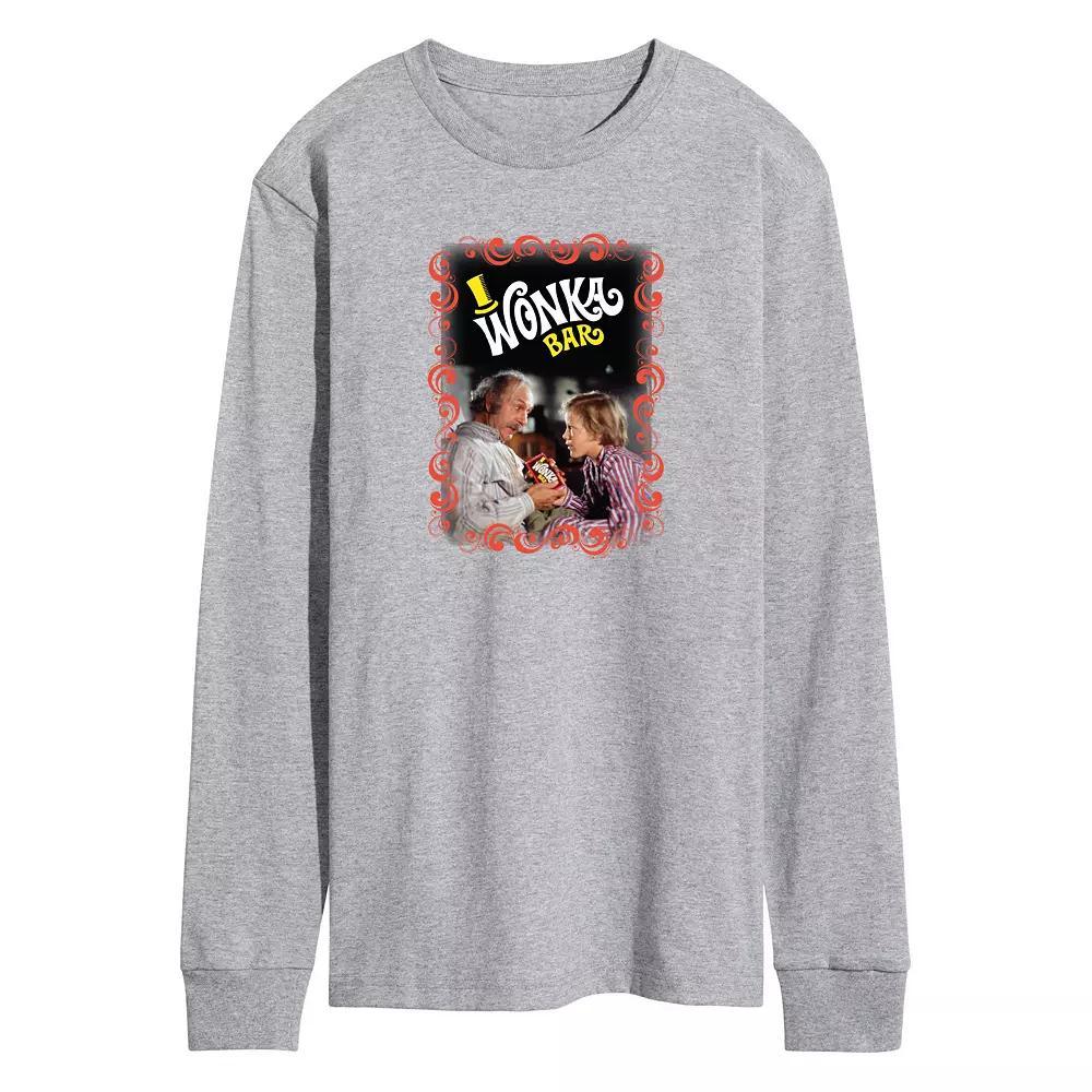 Mens Willy Wonka Charlie Grandpa Joe Long Sleeve Graphic Tee Grey Gray Product Image