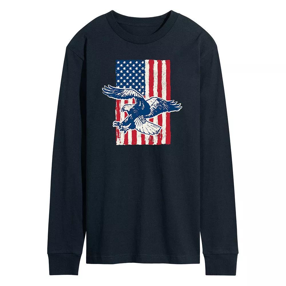 Men's Eagle American Flag Long Sleeve Graphic Tee, Size: Small, Black Product Image