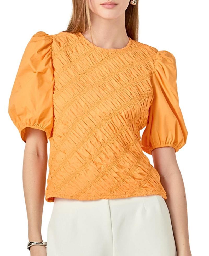English Factory Womens Asymmetrical Smocked Top Product Image
