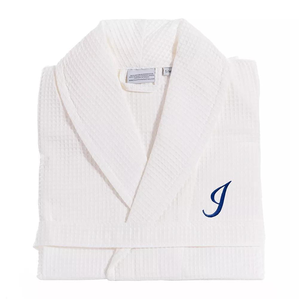 Linum Home Textiles Turkish Cotton Personalized Waffle Weave Bathrobe, Women's, Size: Small/Medium, White Gray J Product Image