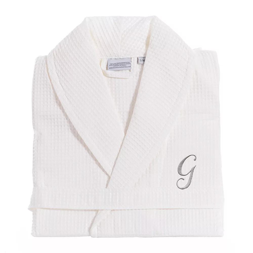 Linum Home Textiles Turkish Cotton Personalized Waffle Weave Bathrobe, Women's, Size: Small/Medium, White Gray J Product Image