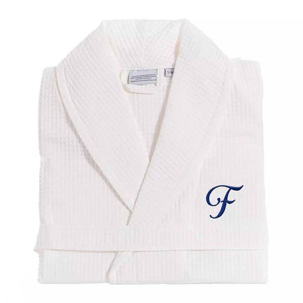 Linum Home Textiles Turkish Cotton Personalized Waffle Weave Bathrobe, Women's, Size: Large/XL, White Gray F Product Image