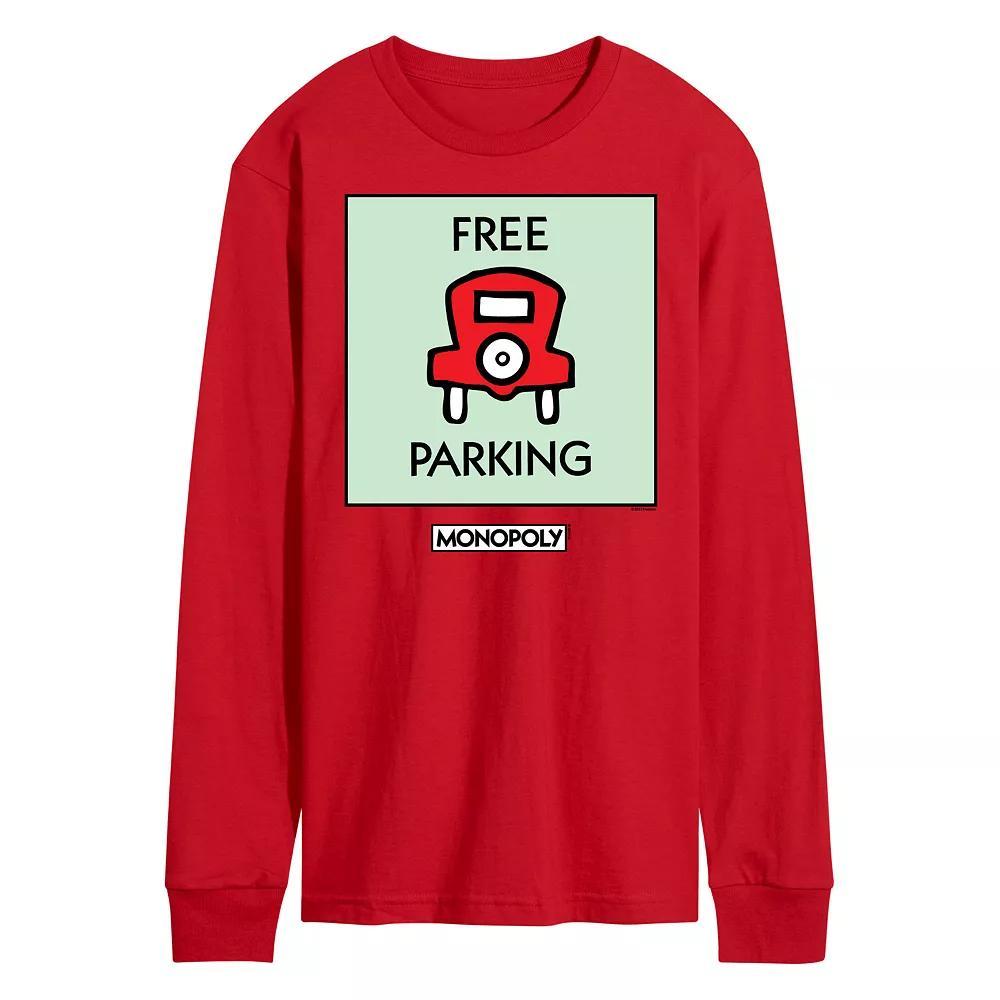 Mens Monopoly Free Parking Long Sleeve Graphic Tee Product Image