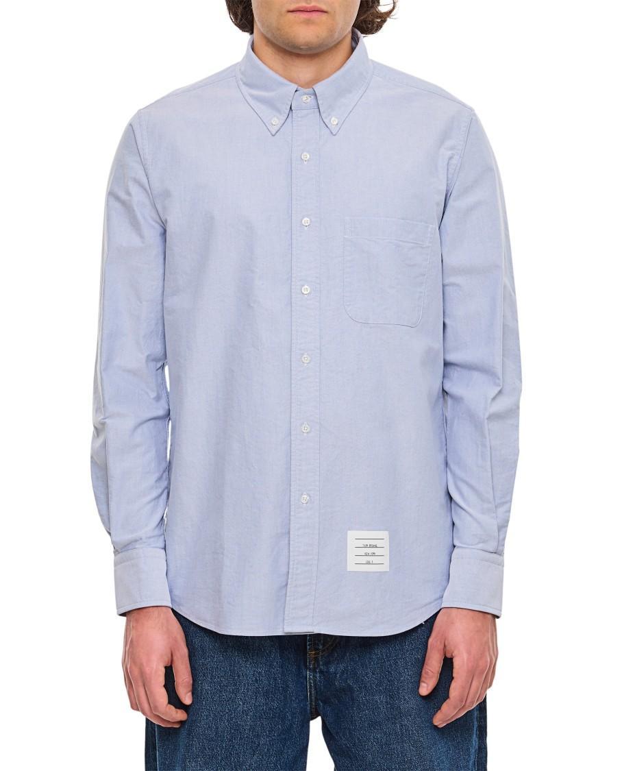 THOM BROWNE Classic Fit Cotton Button-down Shirt In Light Blue Product Image