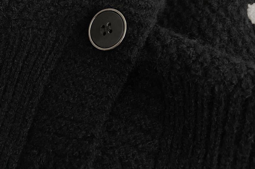Round Neck Dog Print Cardigan Product Image