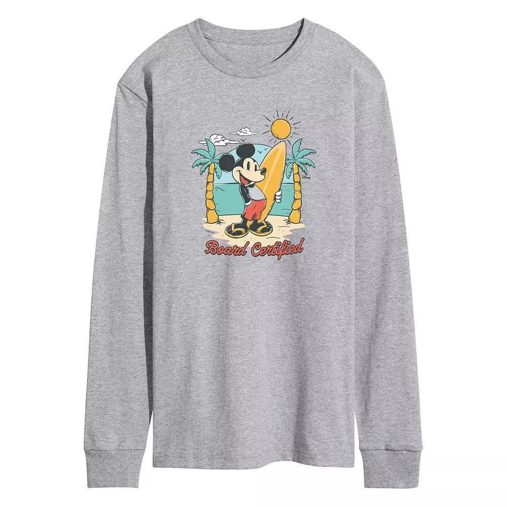 Disneys Board Certified Mickey Mens Graphic Tee Grey Gray Product Image