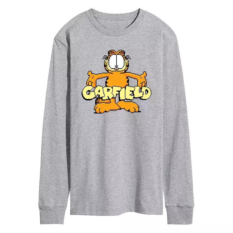 Men's Garfield Standing Logo Long Sleeve Graphic Tee, Size: Medium, Blue Product Image