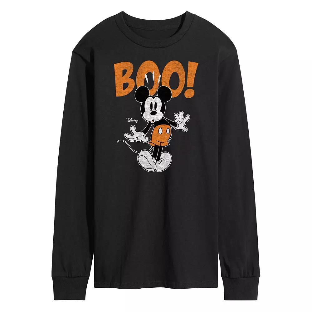 Disney's Mickey Mouse Men's Scared Boo Long Sleeve Graphic Tee, Size: Small, Black Product Image