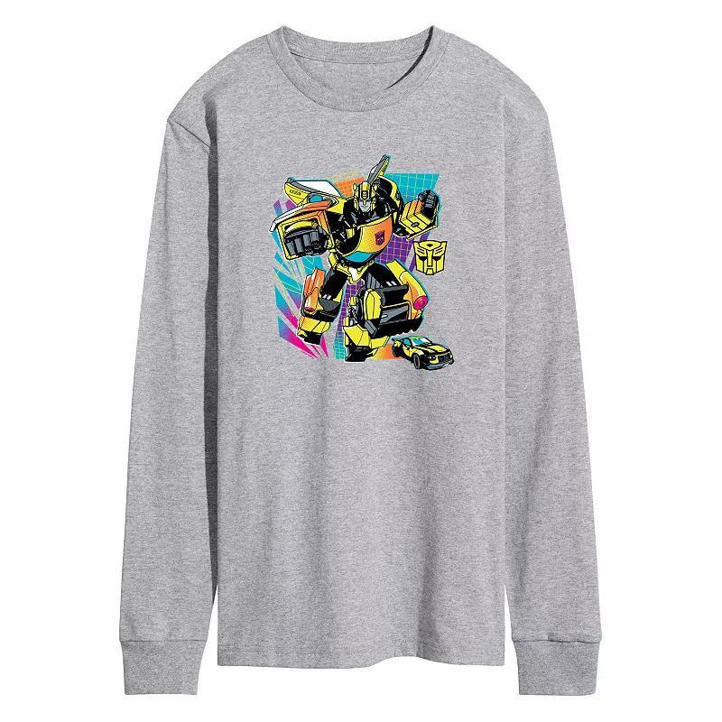 Mens Transformers Bumblebee Long Sleeve Graphic Tee Grey Gray Product Image