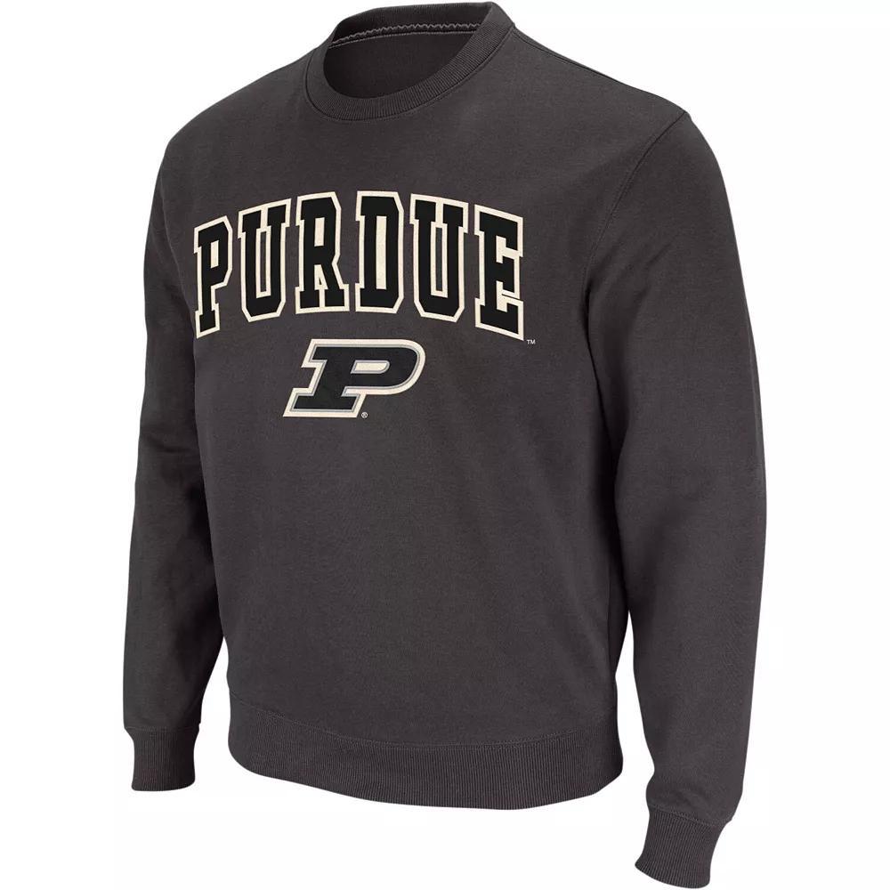 Men's Colosseum Charcoal Purdue Boilermakers Arch & Logo Crew Neck Sweatshirt, Size: Large Product Image