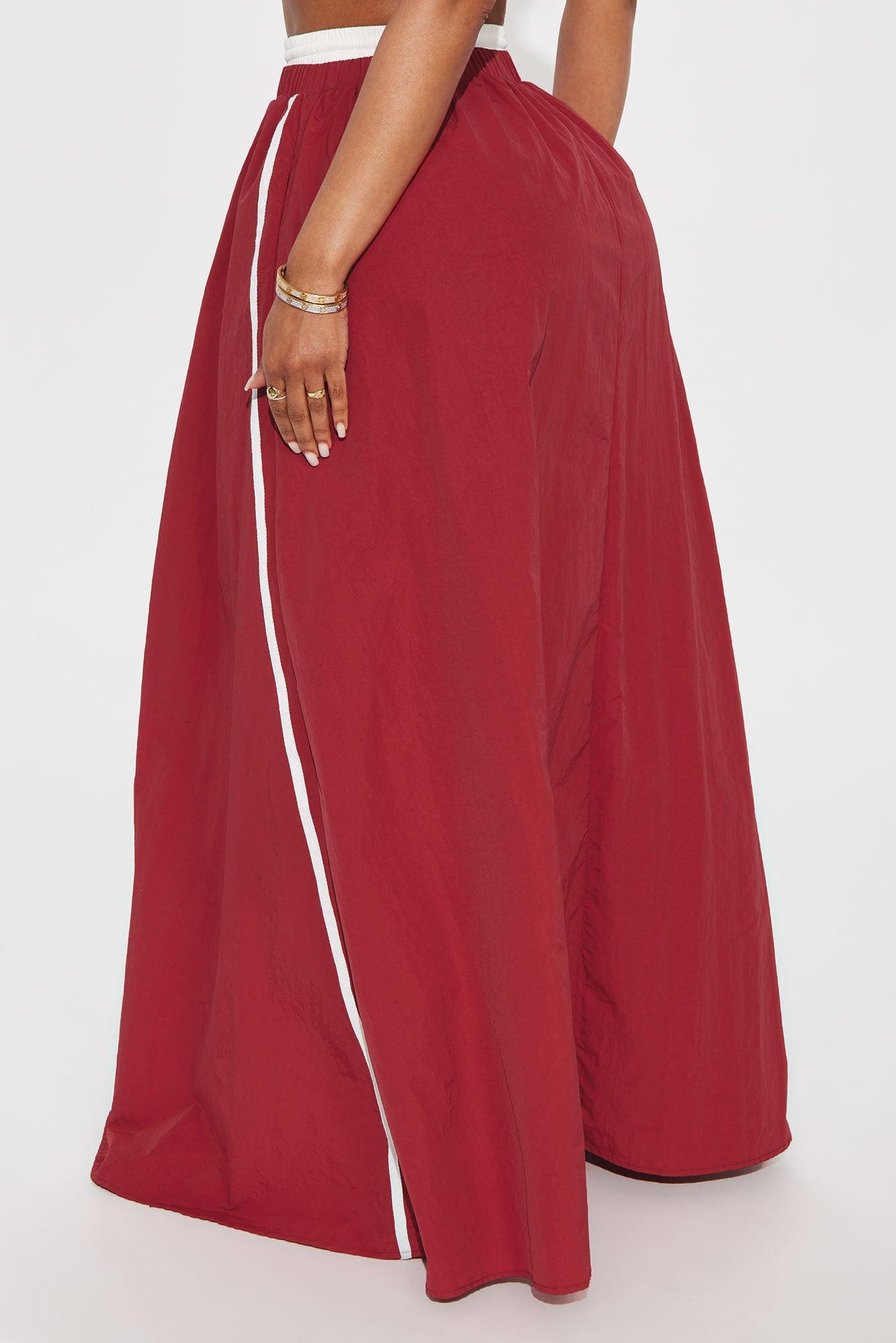 Sporty Gal Striped Maxi Skirt - Red Product Image