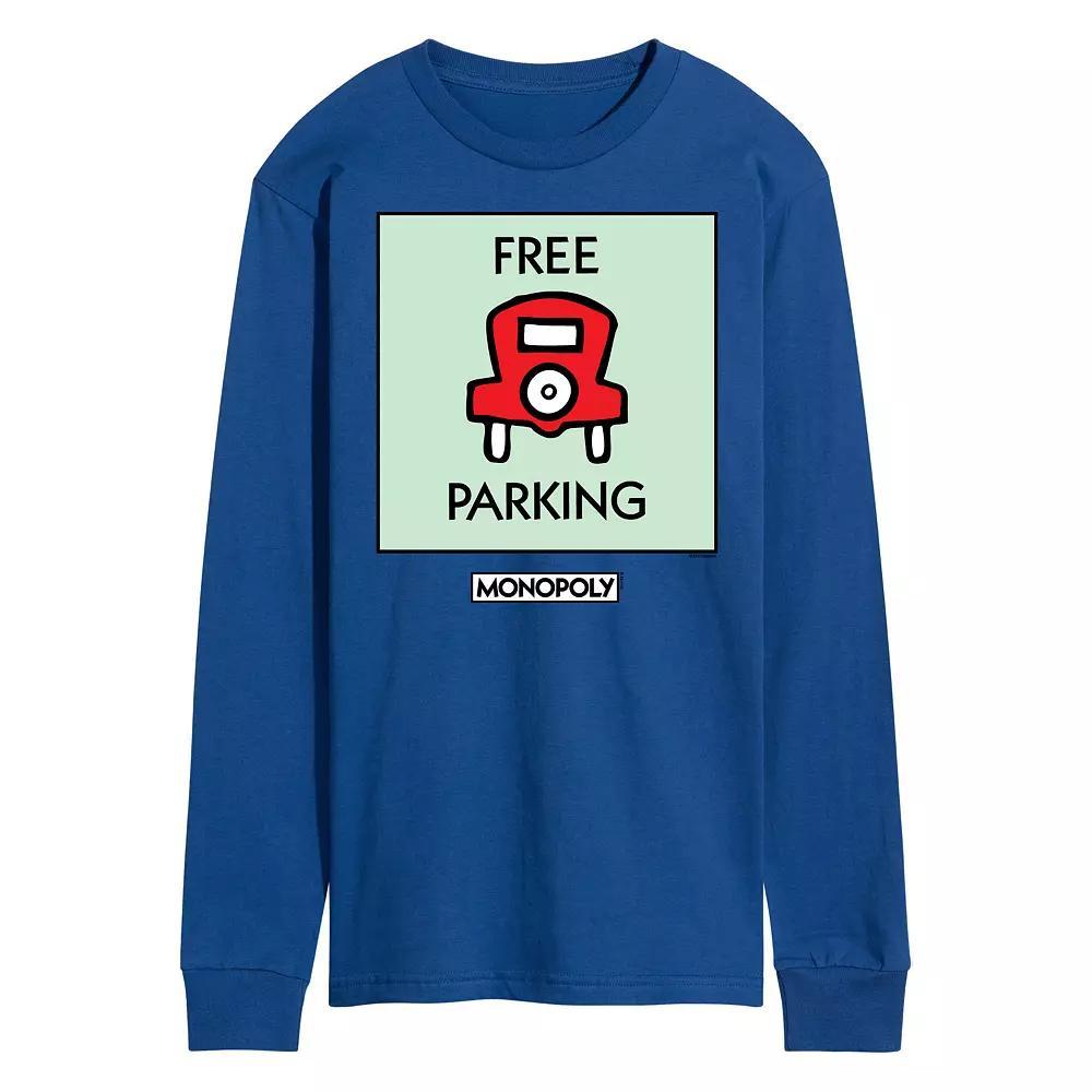 Mens Monopoly Free Parking Long Sleeve Graphic Tee Product Image