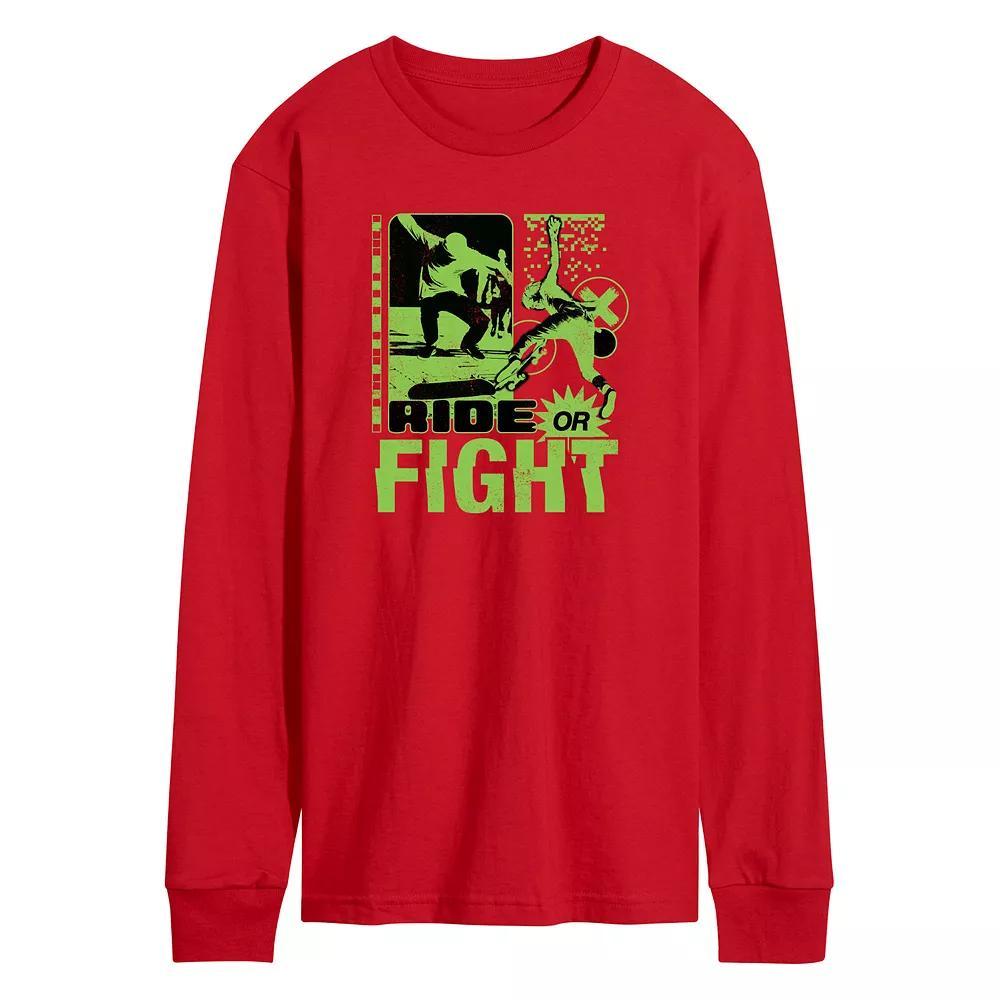 Mens Retro Ride Or Fight Skateboarding Long Sleeve Graphic Tee Product Image