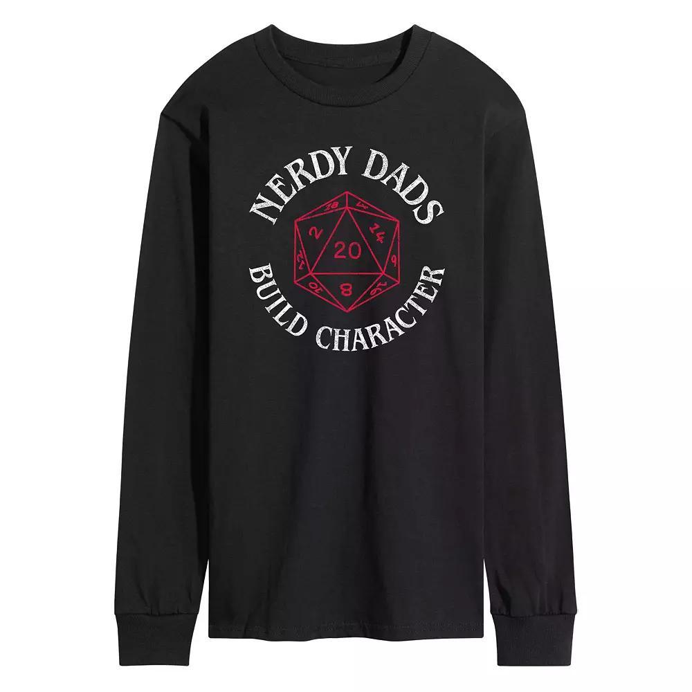Mens Nerdy Dads Build Character Dungeons & Dragons D20 Graphic Tee Product Image