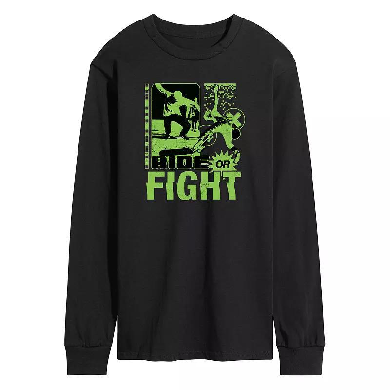 Mens Retro Ride Or Fight Skateboarding Long Sleeve Graphic Tee Product Image