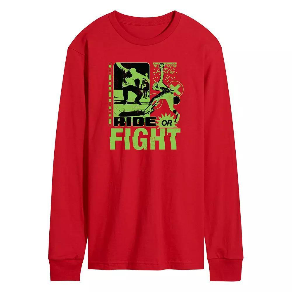 Mens Retro Ride Or Fight Skateboarding Long Sleeve Graphic Tee Product Image