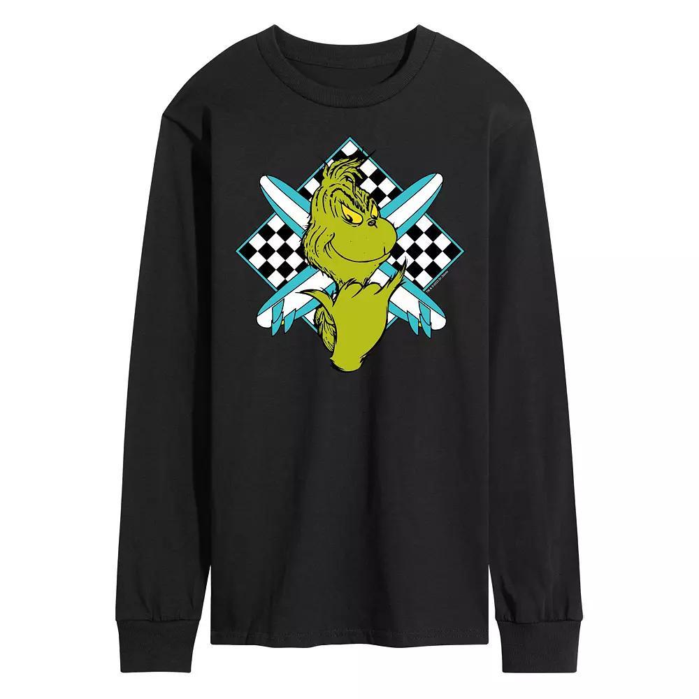 Mens Dr. Seuss The Grinch Crossed Surfboards Long Sleeve Graphic Tee Product Image
