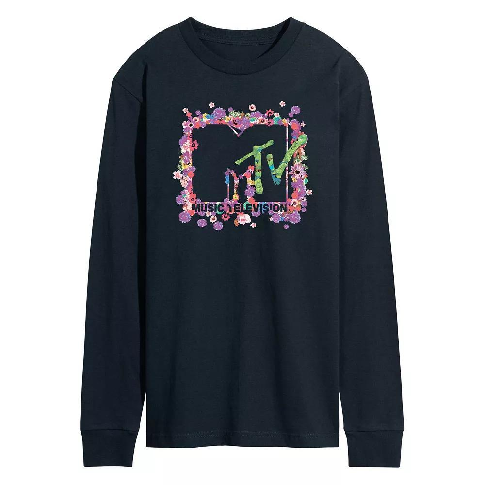 Mens MTV Floral Logo Graphic Tee Blue Product Image