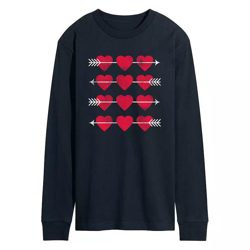 Men's Hearts Arrow Grid Long Sleeve Tee, Size: Small, Black Product Image