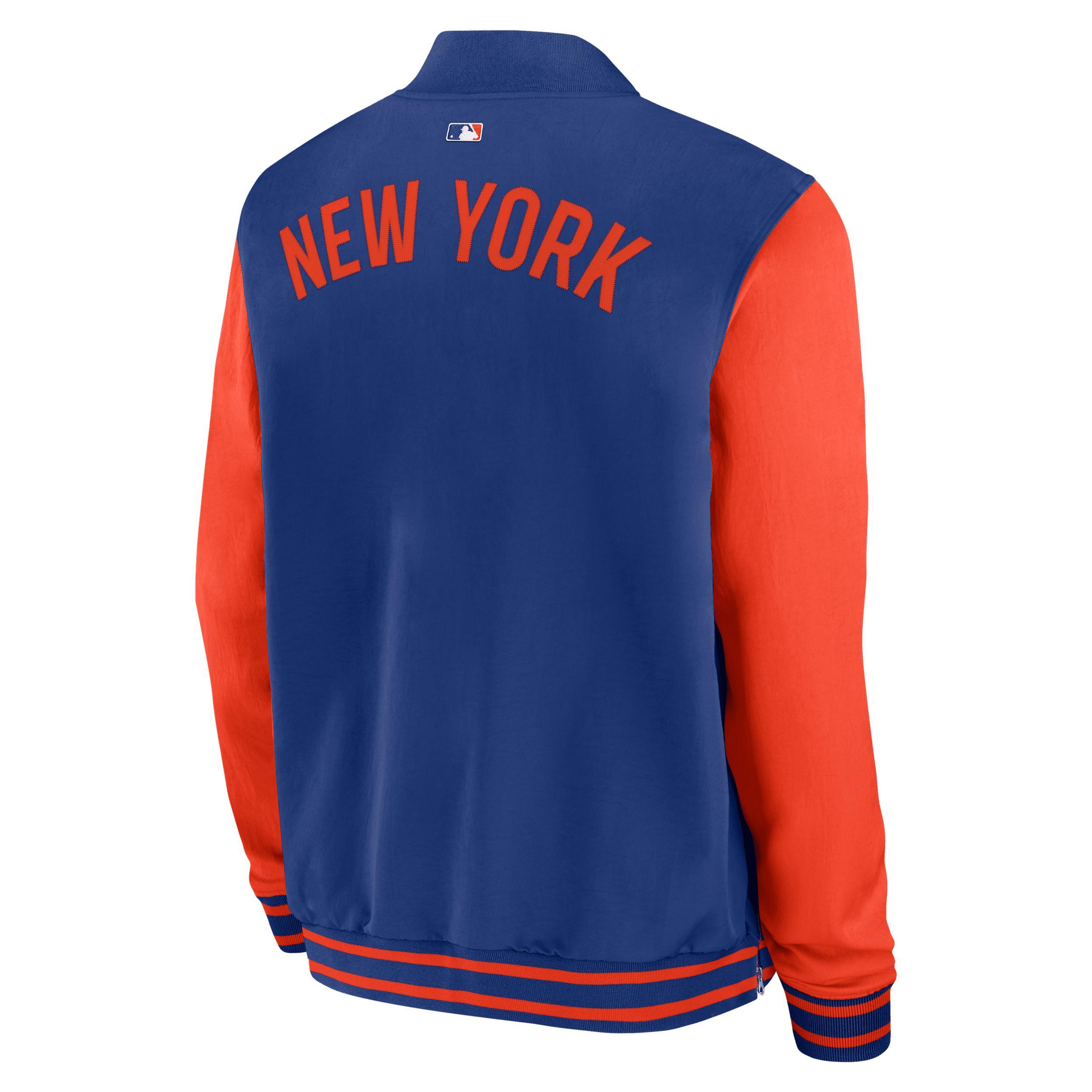 New York Mets Authentic Collection Dugout Nike Men's MLB Full-Zip Bomber Jacket Product Image