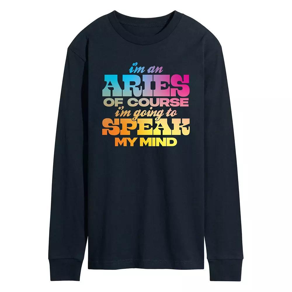Mens Im An Aries Speak My Mind Long Sleeve Graphic Tee Product Image