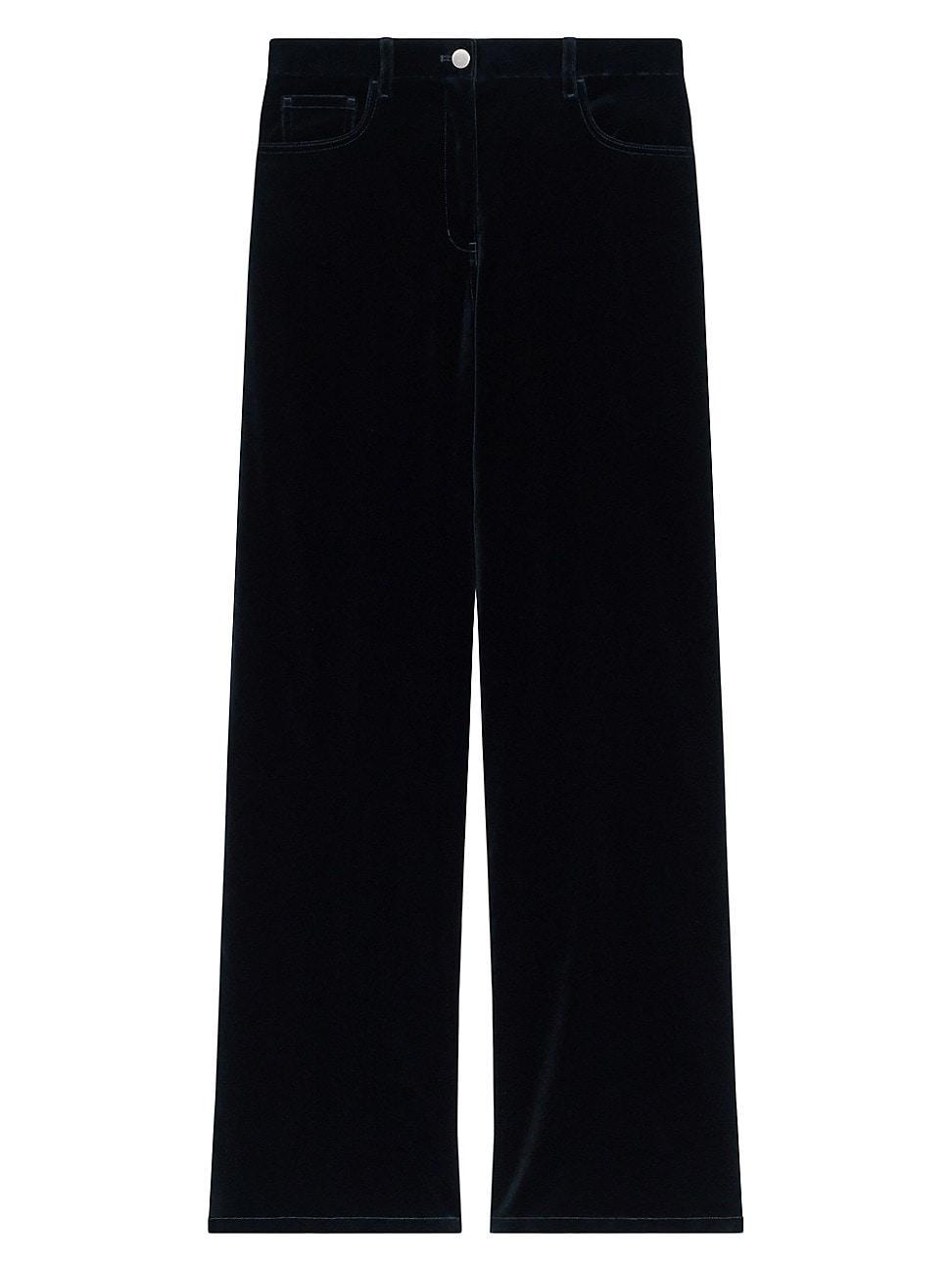 Womens Mid-Rise Straight-Leg Velvet Pants Product Image