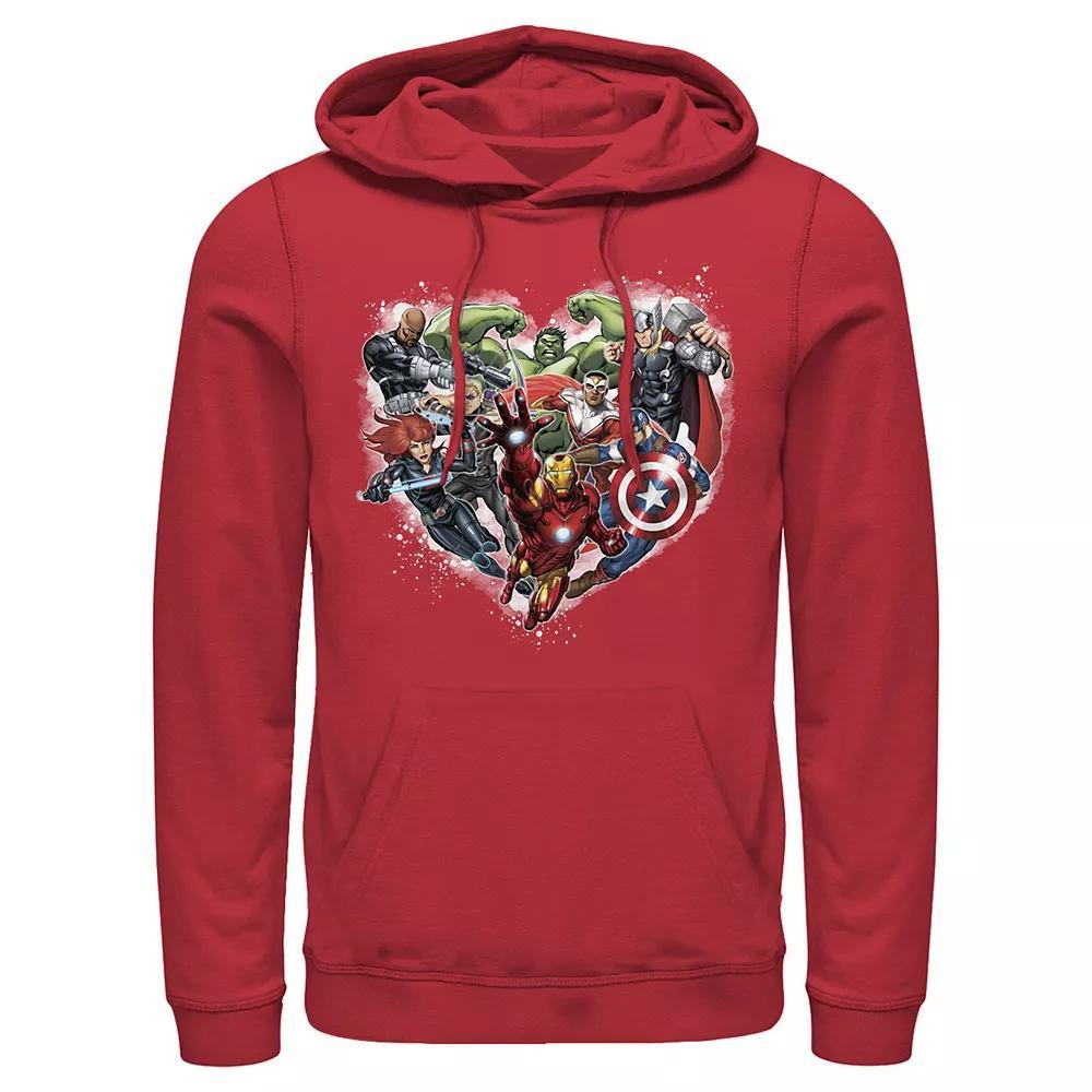 Marvel's Avengers Heroes Filled Heart Men's Graphic Hoodie, Size: Large, Red Product Image