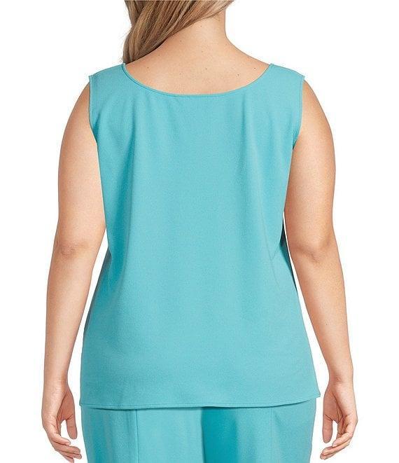 Ming Wang Plus Size Stretch Deco Crepe Scoop Neck Sleeveless Top Product Image
