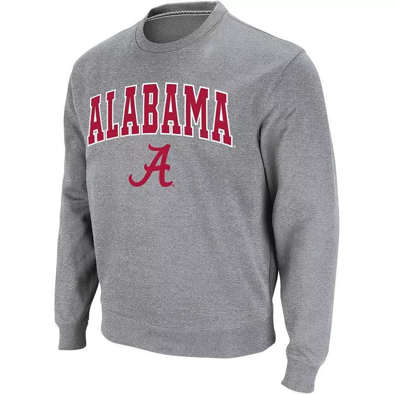 Men's Colosseum Heather Gray Kansas State Wildcats Arch & Logo Crew Neck Sweatshirt, Size: 2XL, Grey Product Image