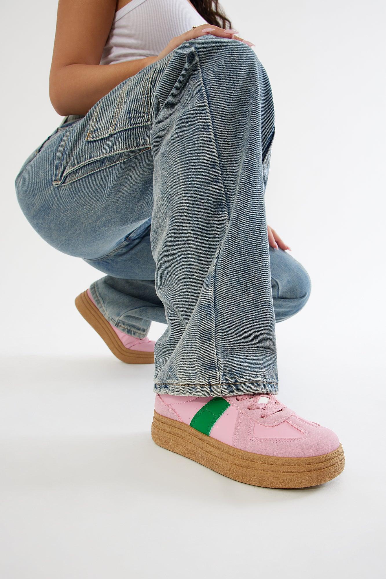 Jalen Lace Up Sneakers - Pink/combo Product Image