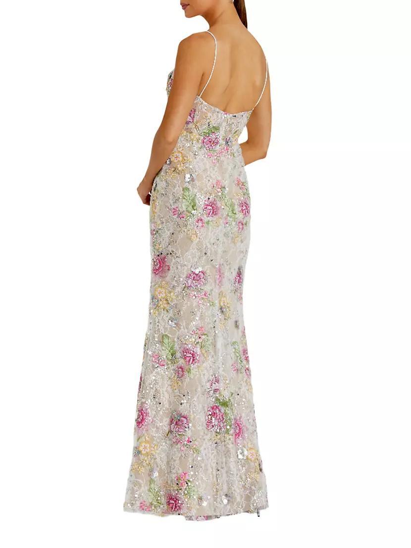 Prom Floral Sequined Bustier Gown Product Image
