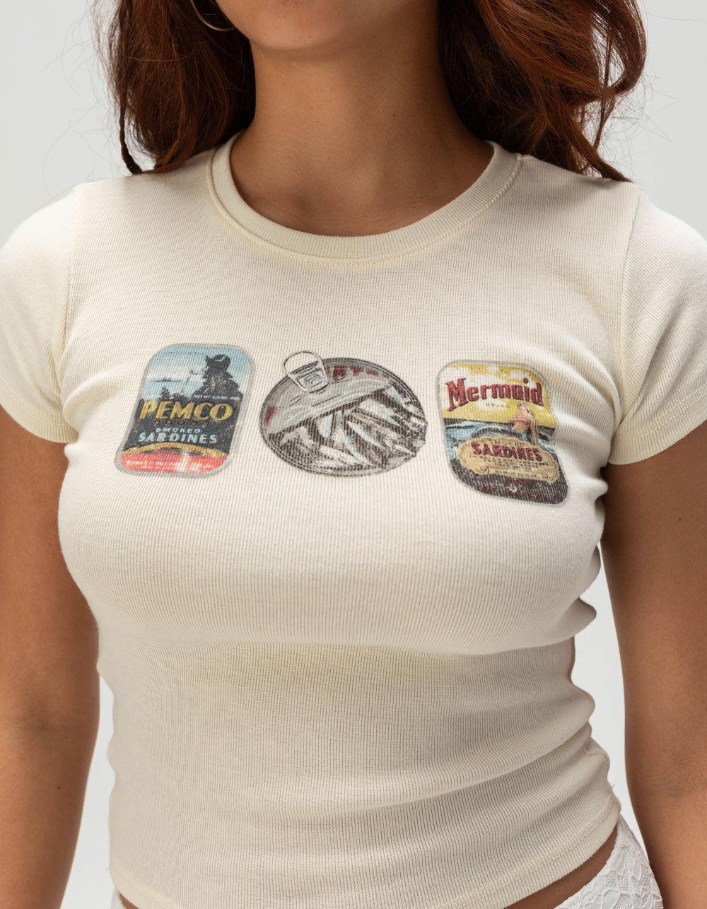 FULL TILT Sardine Tin Womens Baby Tee - NATURAL Product Image
