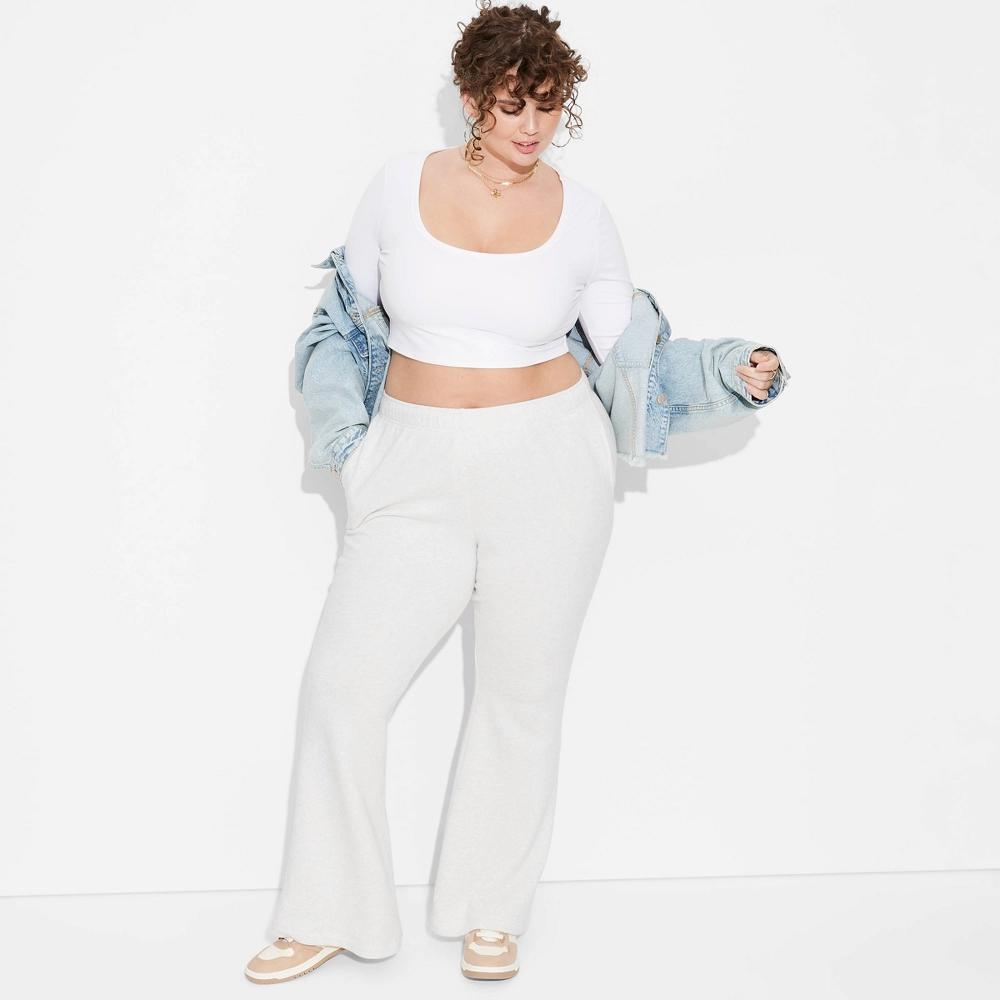 Women's High-Rise Flare Sweatpants - Wild Fable™ Heather 4X: Relaxed Fit, Heavyweight Fleece, Side Pocket Product Image