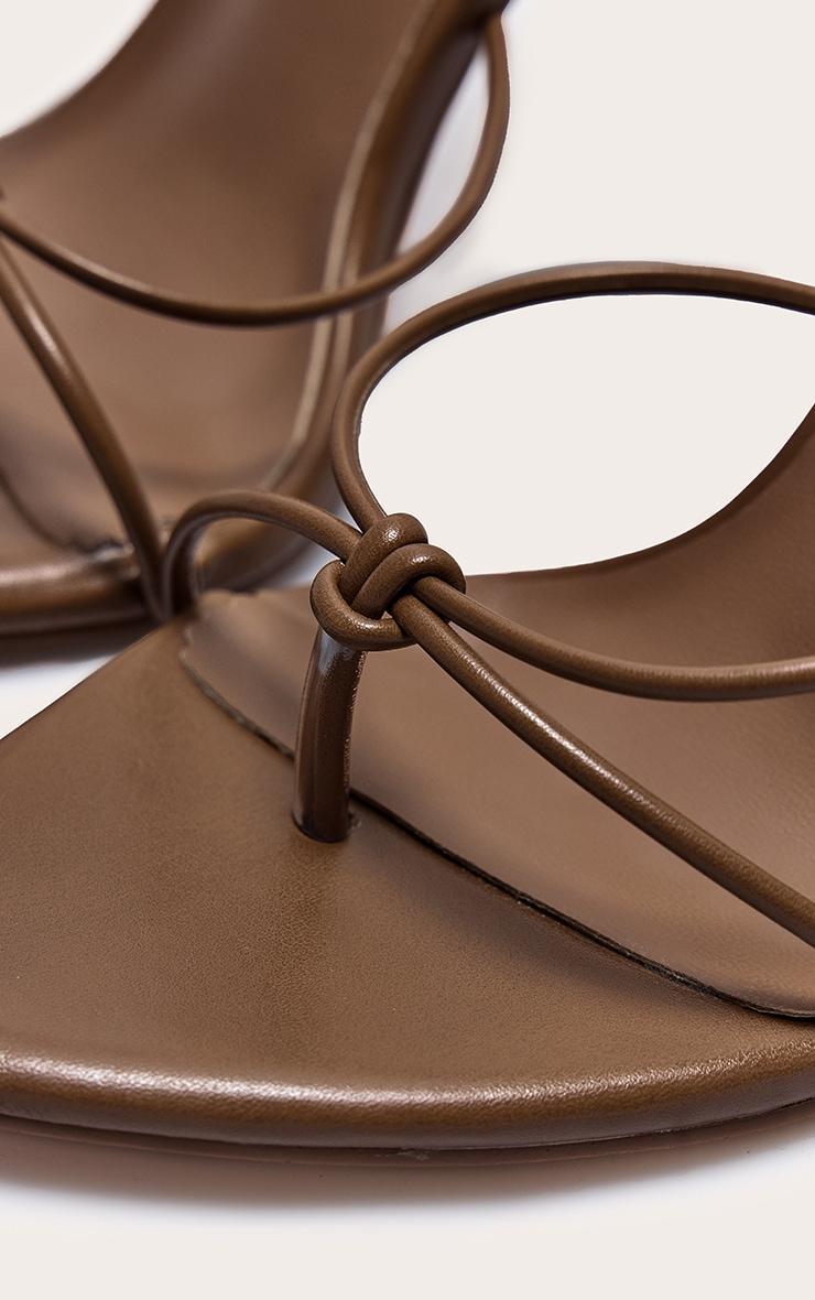 PLT Label Dark Chocolate Strappy Tie Thong Heels Product Image