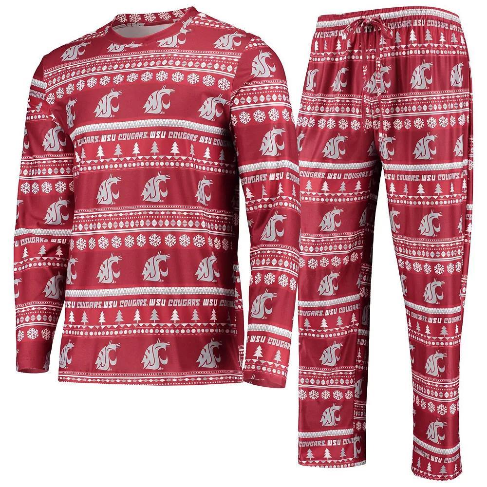 Men's Concepts Sport Crimson Washington State Cougars Ugly Sweater Long Sleeve T-Shirt and Pants Sleep Set, Size: XL, Wsc Red Product Image