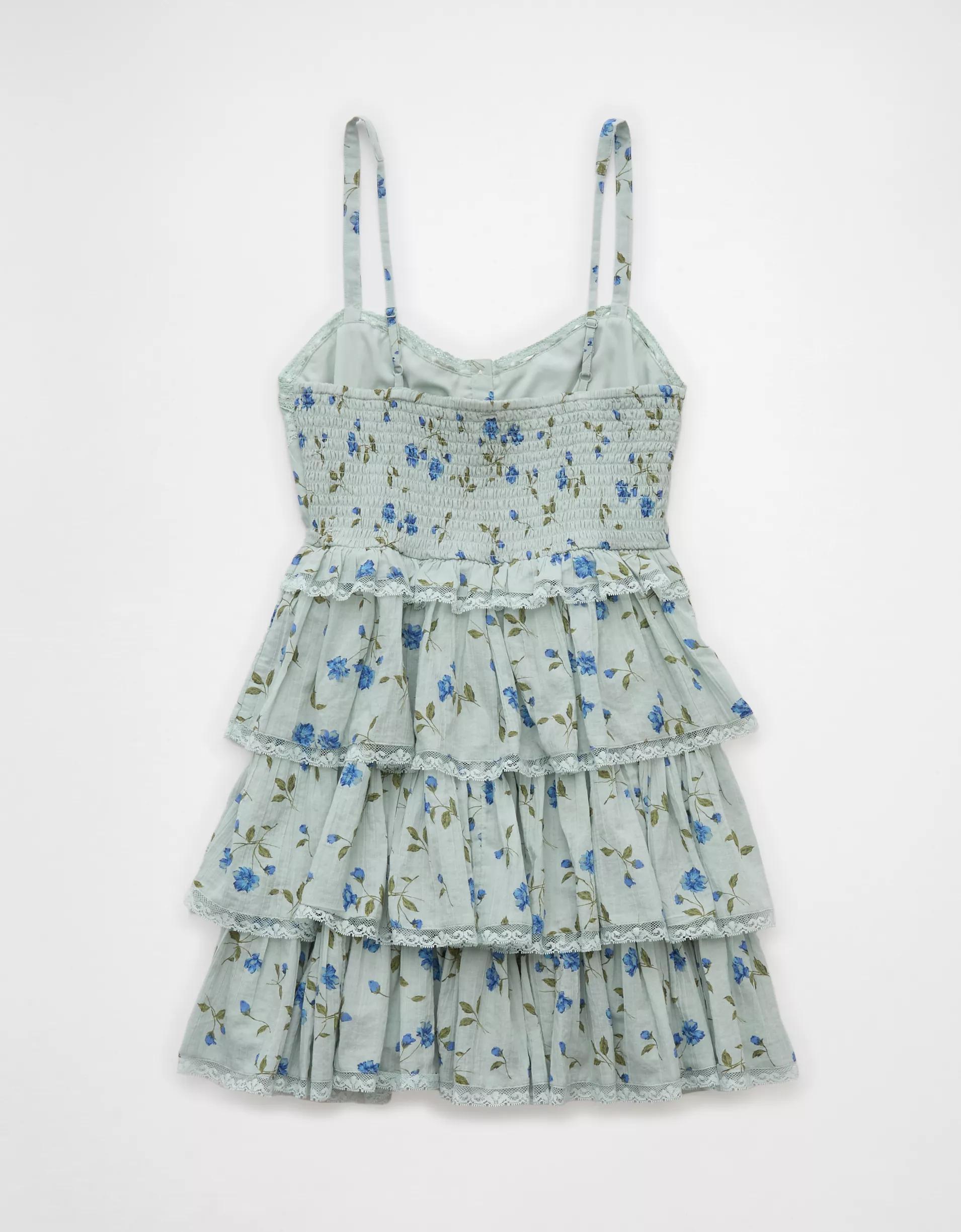 AE Lace Ruffle Tiered Mini Dress Product Image