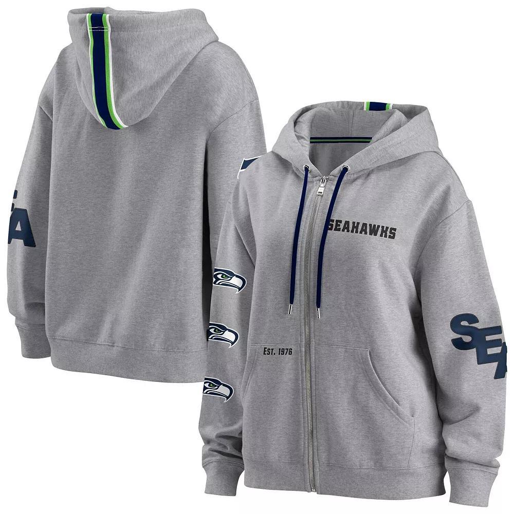 Women's WEAR by Erin Andrews Gray Seattle Seahawks Full-Zip Hoodie, Size: XS, Grey Product Image