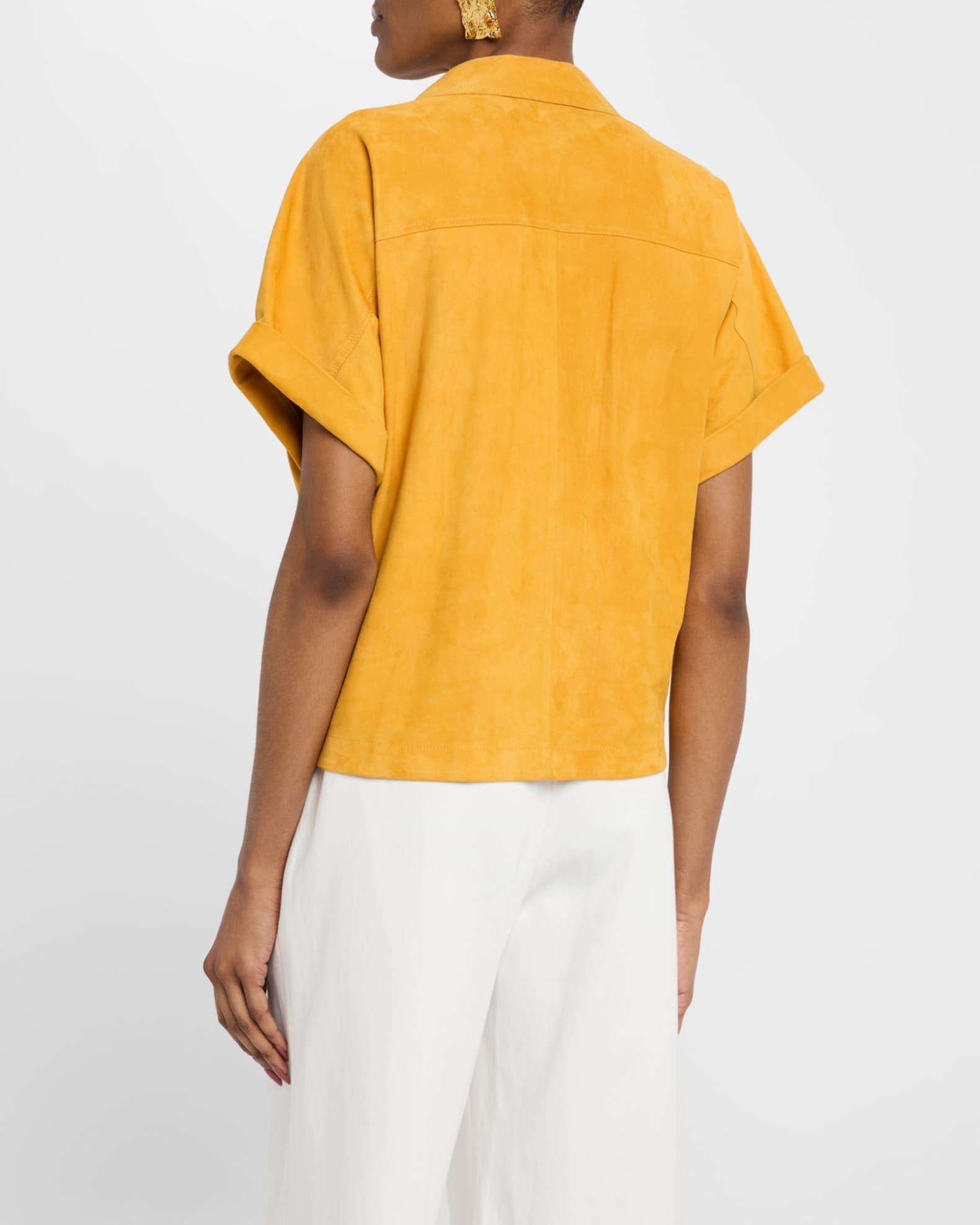 Zip-Front Suede Blouse Product Image