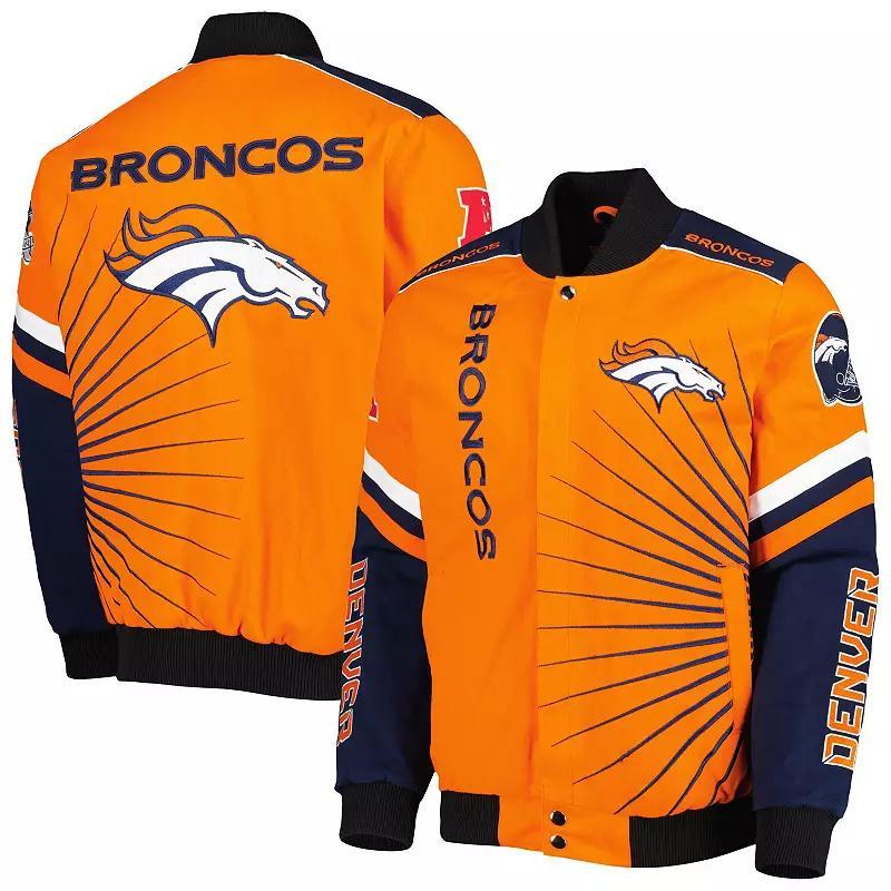 Men's G-III Sports by Carl Banks Orange Denver Broncos Extreme Redzone Full-Snap Varsity Jacket, Size: Large Product Image